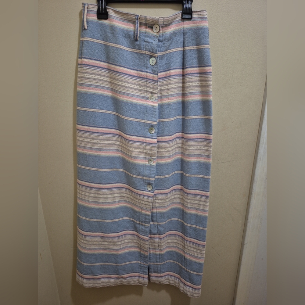 Striped Button-Up Skirt Vintage ,cambridge Colorfull